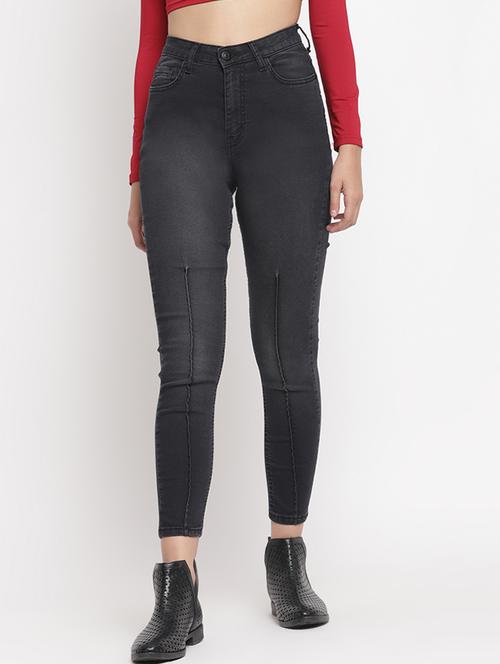 high rise stone washed denim jeans - 18466016 - Very Small Image - 1