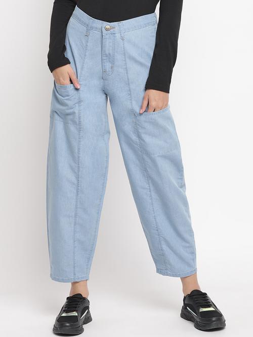 high rise stone washed denim jeans - 18466018 - Very Small Image - 1