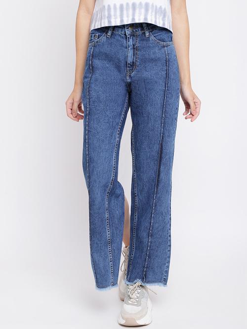 high rise stone washed denim jeans - 18466021 - Very Small Image - 1