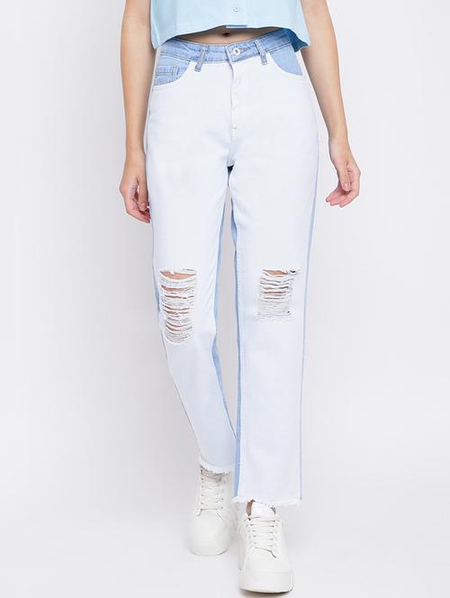 high rise distressed denim jean - 18466023 - Very Small Image - 1