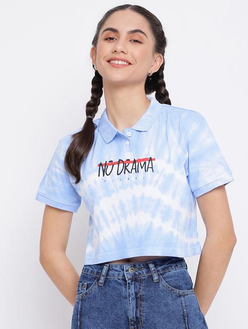polo neck tie & dye crop tee - 18466277 - Very Small Image - 1