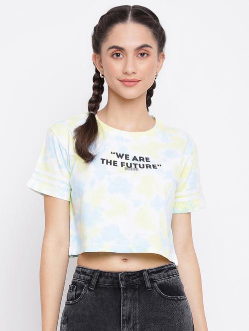 crew neck tie & dye crop tee - 18466280 - Very Small Image - 1
