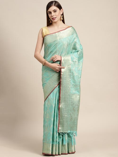 tassel detailed woven saree - 18466849 - Very Small Image - 1