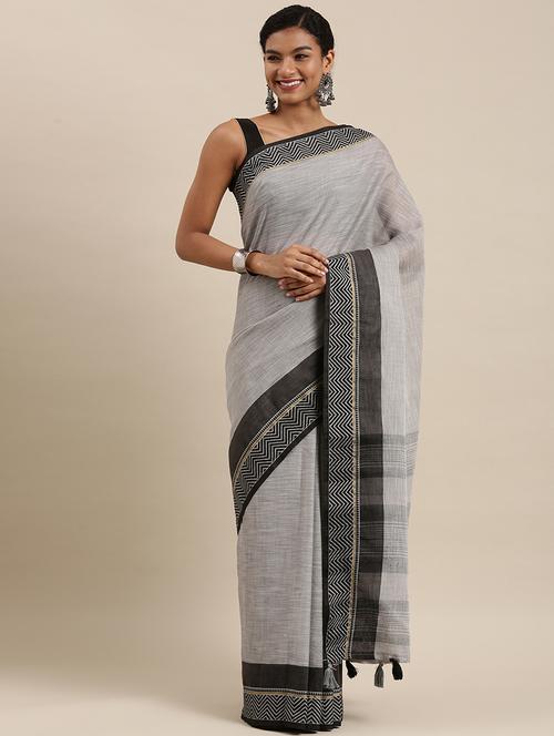 tassel detailed woven saree - 18466858 - Very Small Image - 1