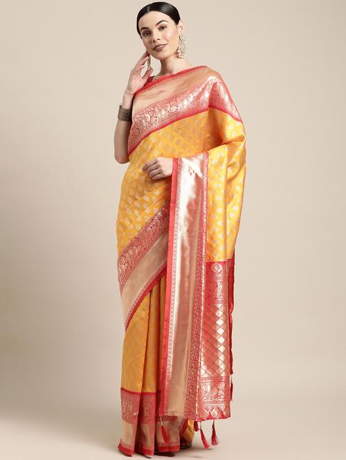 tassel detailed woven saree - 18466861 - Very Small Image - 1