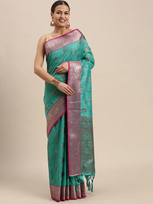 fringed detailed jacquard woven saree - 18466952 - Very Small Image - 1