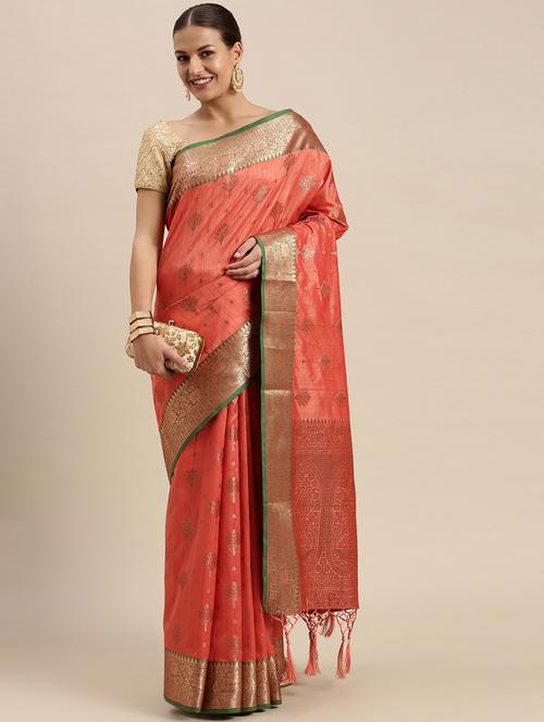 fringed detailed jacquard woven saree - 18466955 - Very Small Image - 1