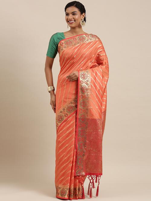 fringed detailed jacquard woven saree - 18466957 - Very Small Image - 1