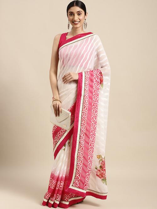 floral printed saree - 18466982 - Very Small Image - 1
