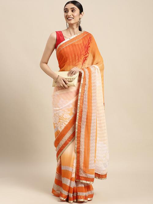 floral printed saree - 18466985 - Very Small Image - 1