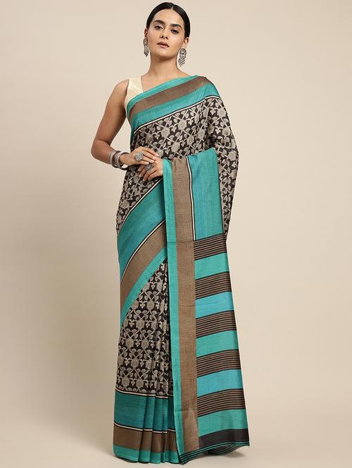 contrast bordered printed saree - 18466999 - Very Small Image - 1