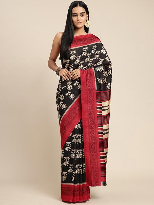 contrast bordered printed saree - 18467001 - Very Small Image - 1