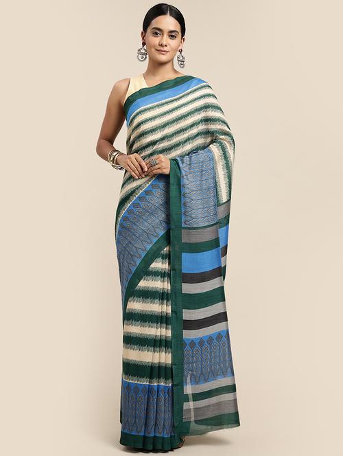 striped printed saree - 18467003 - Very Small Image - 1