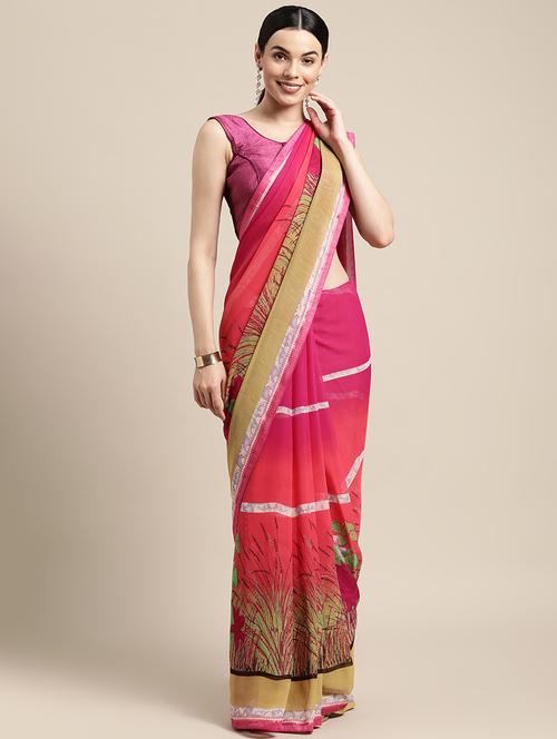 floral printed saree - 18467005 - Very Small Image - 1