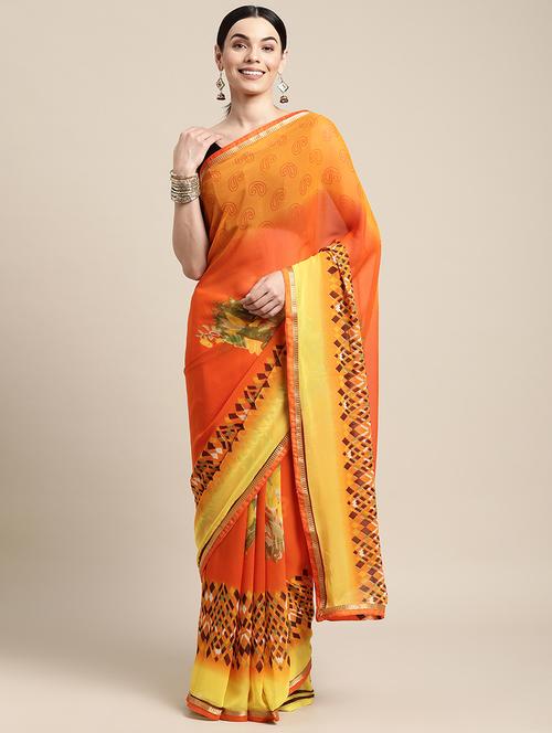 floral printed saree - 18467006 - Very Small Image - 1