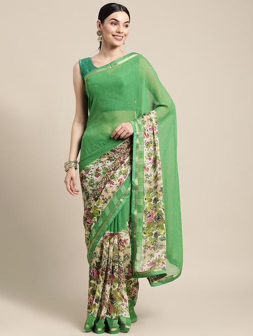 floral printed saree - 18467009 - Very Small Image - 1