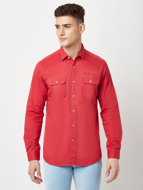 red solid casual shirt - 18467288 - Very Small Image - 1