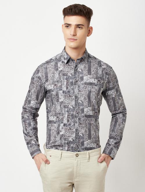 grey printed casual shirt - 18467290 - Very Small Image - 1