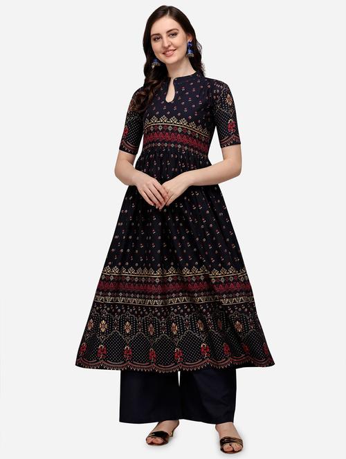 navy blue kurta palazzo set - 18467336 - Very Small Image - 1