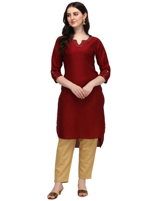 maroon kurta pant set - 18467359 - Very Small Image - 1