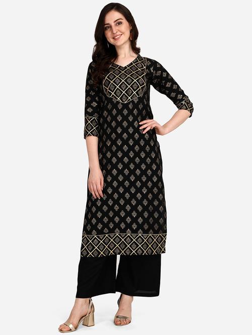 foil print kurta palazzo set - 18467367 - Very Small Image - 1