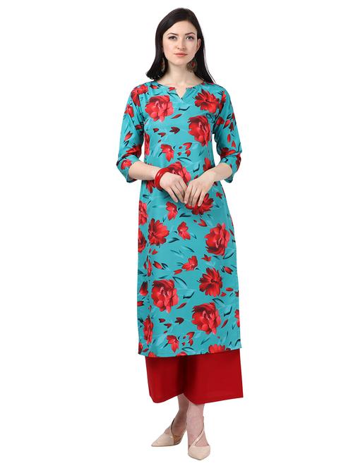 floral printed kurta palazzo set - 18467439 - Very Small Image - 1