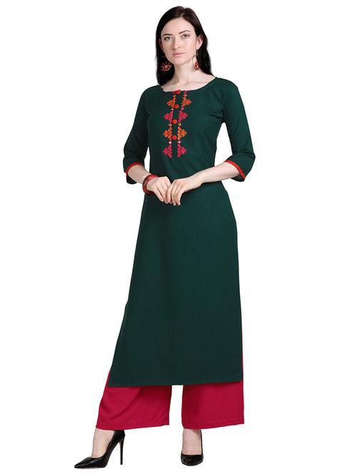 embroidered kurta palazzo set - 18467463 - Very Small Image - 1