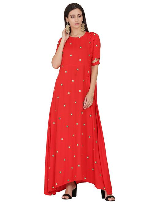 embroidered flared ethnic dress - 18467549 - Very Small Image - 1