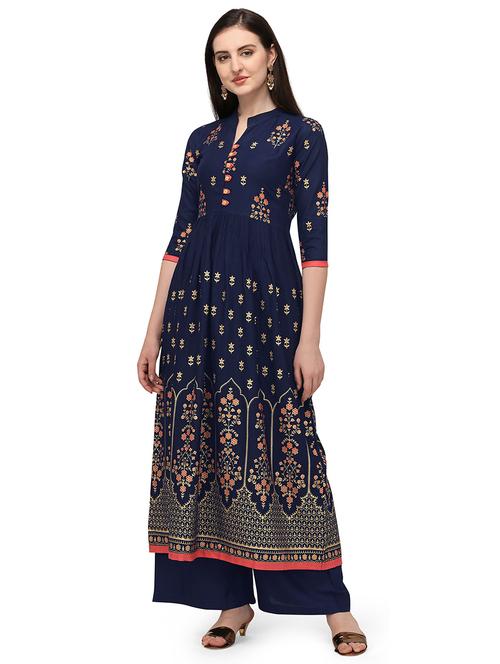 foil printed kurta palazzo set - 18467555 - Very Small Image - 1