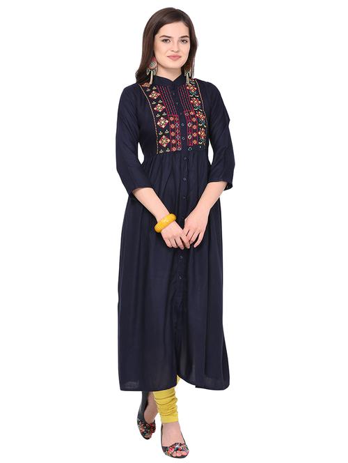 embroidered flared kurta - 18467577 - Very Small Image - 1