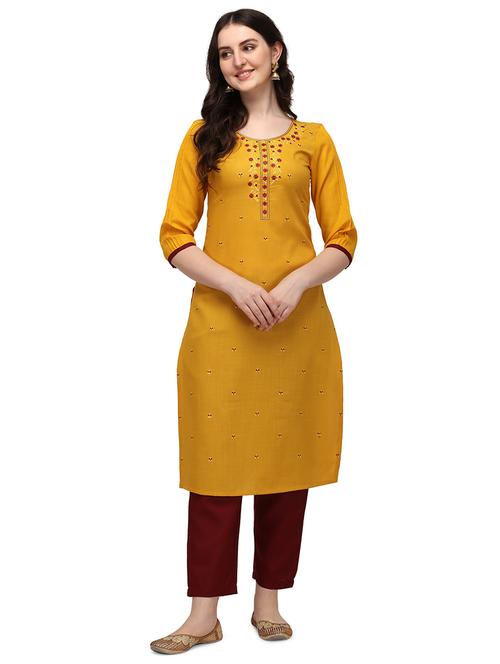 embroidered straight kurta - 18467619 - Very Small Image - 1