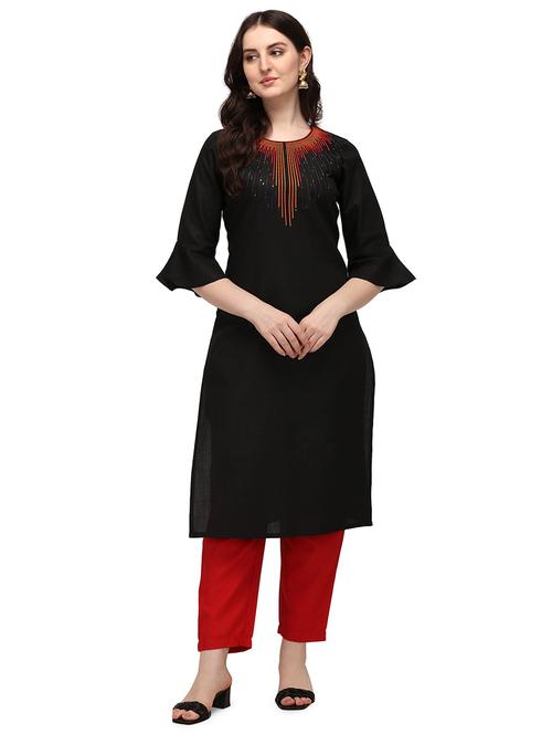 embroidered straight kurta - 18467626 - Very Small Image - 1