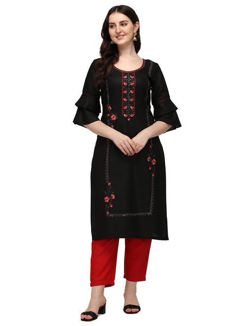 embroidered straight kurta - 18467631 - Very Small Image - 1