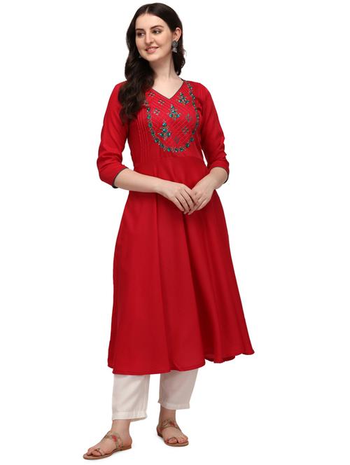 embroidered flared kurta - 18467648 - Very Small Image - 1