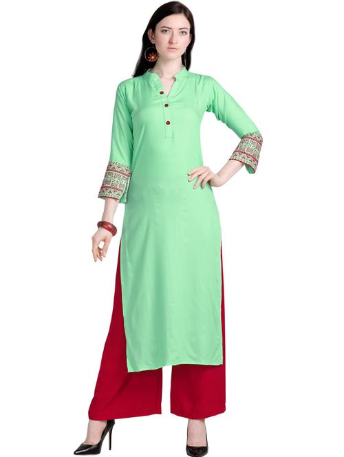 embroidered kurta palazzo set - 18467761 - Very Small Image - 1