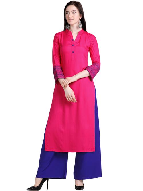 embroidered kurta palazzo set - 18467763 - Very Small Image - 1