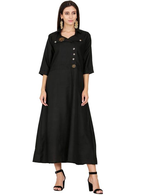 solid flared ethnic dress - 18467841 - Very Small Image - 1