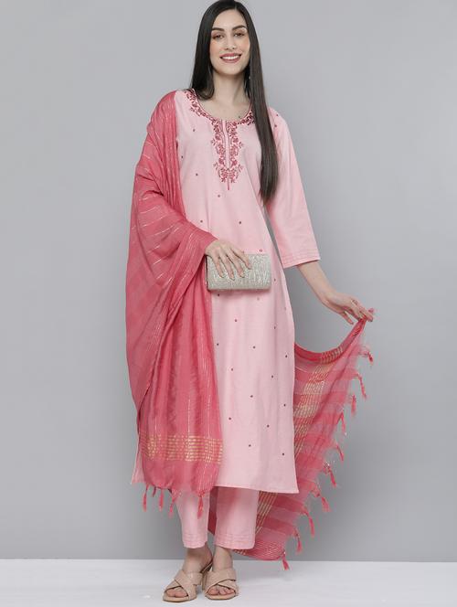 embroidered kurta pant set with dupatta - 18468267 - Very Small Image - 1