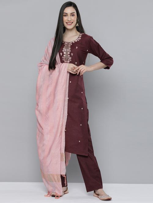 embroidered kurta pant set with dupatta - 18468268 - Very Small Image - 1