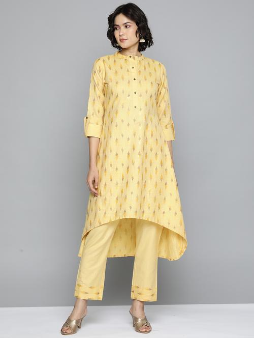 zari weaving printed kurta pant set - 18468279 - Very Small Image - 1