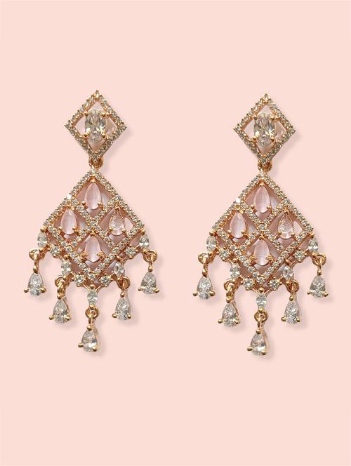 american diamond elegant party rosegold earring - 18468332 - Very Small Image - 1