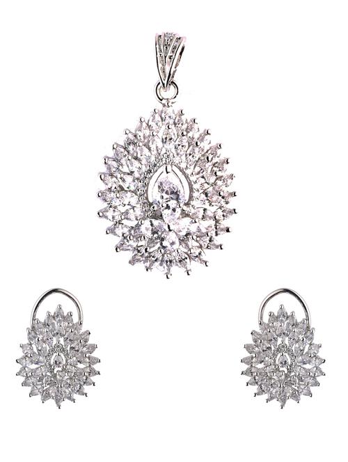 white metal pendants and earring - 18468463 - Very Small Image - 1