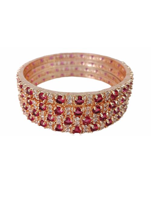 set of 4 red american diamond gorgeous bangles - 18468497 - Very Small Image - 1