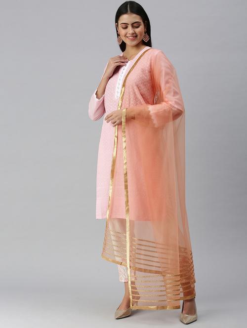 peach-coloured gotta patti net dupatta - 18468978 - Very Small Image - 1