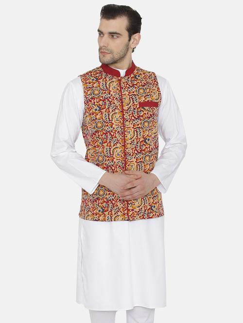 red printed nehru jacket - 18469523 - Very Small Image - 1