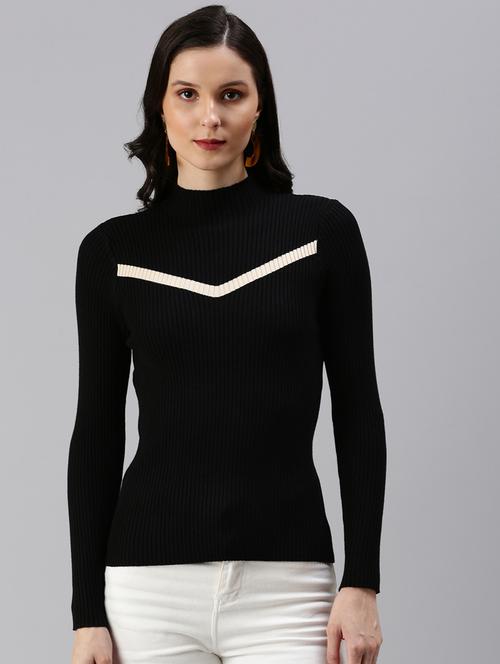 high neck contrast striped top - 18469985 - Very Small Image - 1