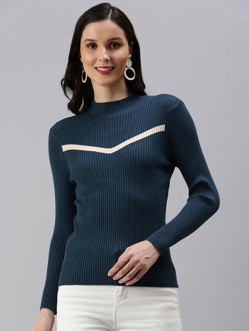 high neck contrast striped top - 18469987 - Very Small Image - 1