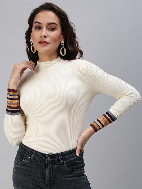 high neck contrast detail top - 18470007 - Very Small Image - 1