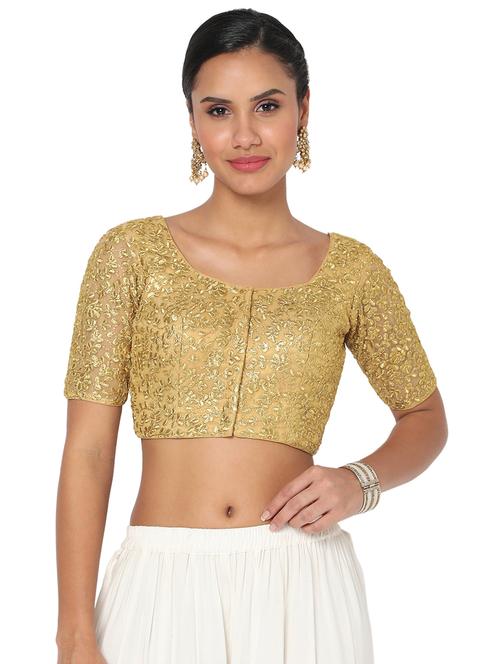 gold net embroidered blouse - 18470023 - Very Small Image - 1
