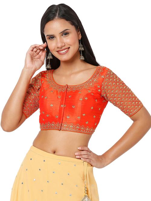 orange silk embroidered blouse - 18470029 - Very Small Image - 1